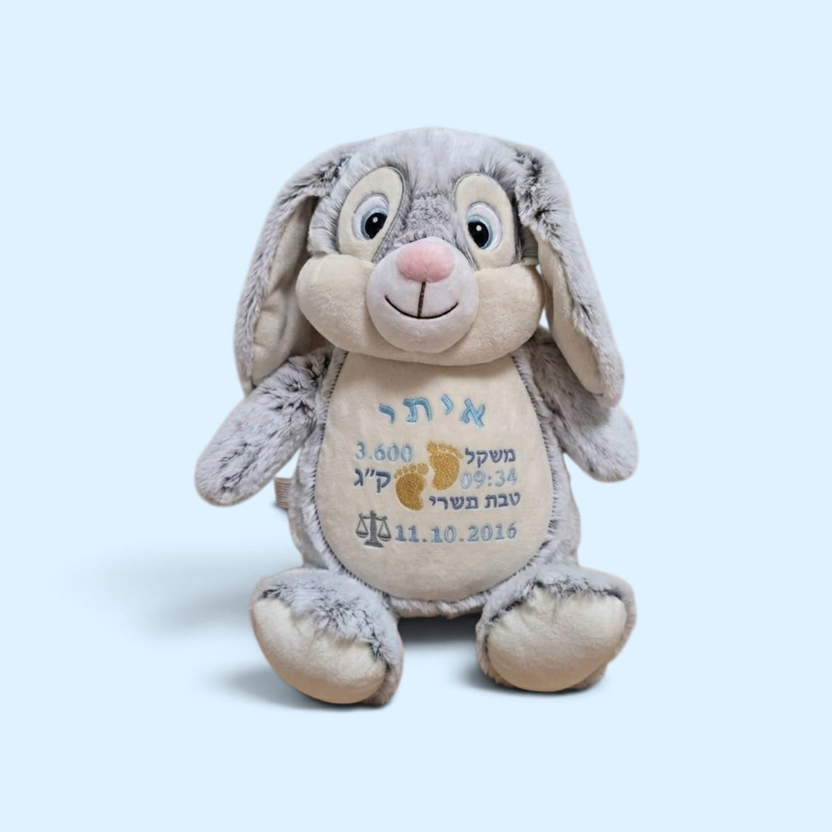ארנב פרווה רך עם רקמה בעיצוב אישי